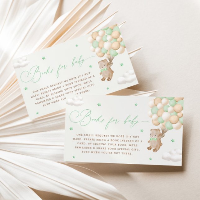 Teddy Bear mit Green Balloons Buchanfrage Begleitkarte (Von Creator hochgeladen)