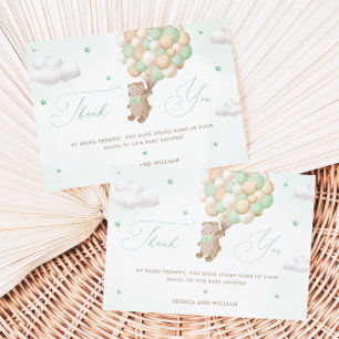 Teddy Bear mit grünen Balloons Vielen Dank Karte