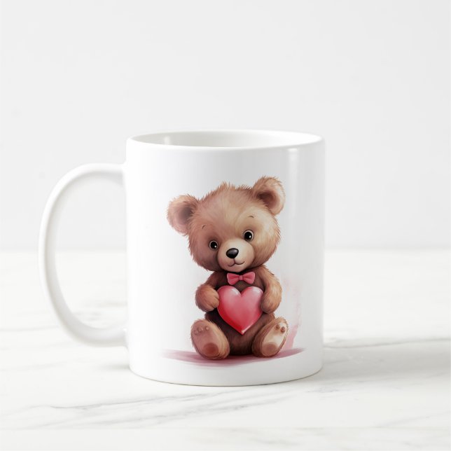 Teddy Bear mit Herz-Tasse Kaffeetasse (Links)