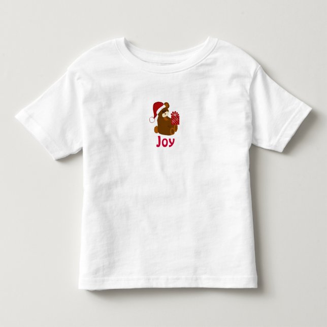 Teddy Bear mit Holiday Present - Joy Kleinkind T-shirt (Vorderseite)