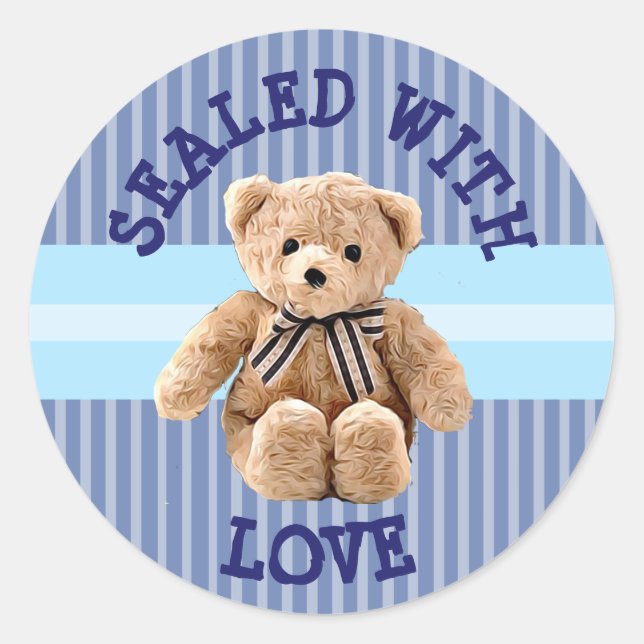 Teddy Bear mit Liebe-Aufkleber versiegelt Runder Aufkleber (Vorderseite)