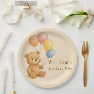 Teddy Bear mit Pastellballons Papierplatte Pappteller