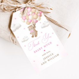 Teddy Bear mit Pink Balloons Babydusche Geschenkanhänger