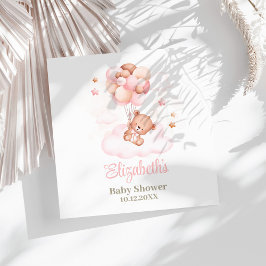 Teddy Bear mit Pink Balloons Babydusche Serviette