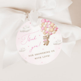 Teddy Bear mit rosa Balloons Danke Geschenkanhänger