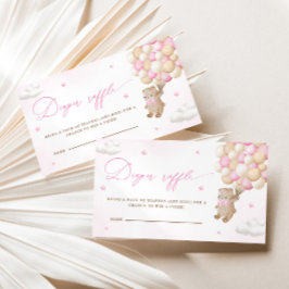 Teddy Bear mit rosa Balloons Diaper Raffel Begleitkarte