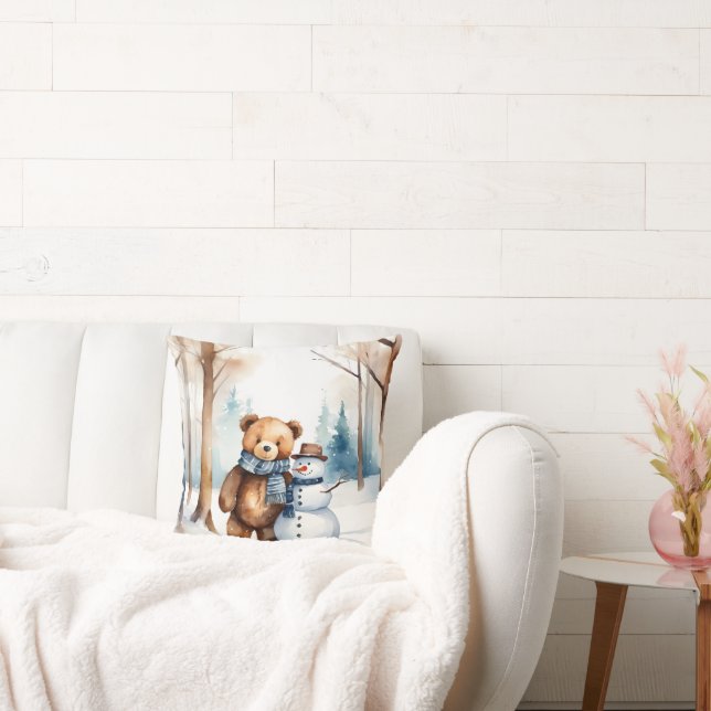 Teddy Bear mit Snowman Kissen (Liege)