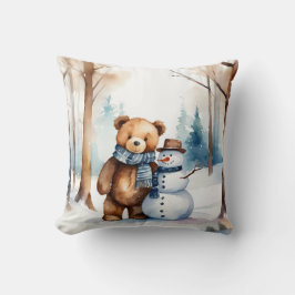 Teddy Bear mit Snowman Kissen