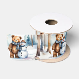 Teddy Bear mit Snowman Satinband