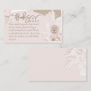 Teddy Bear Modern Boho Pink Baby Showbücher Begleitkarte
