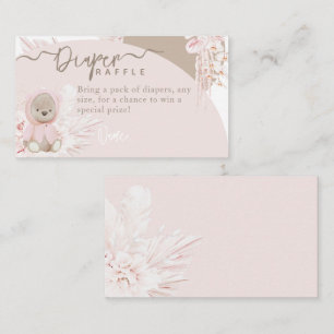 Teddy Bear Modern Boho Pink Babydusche Windel Begleitkarte