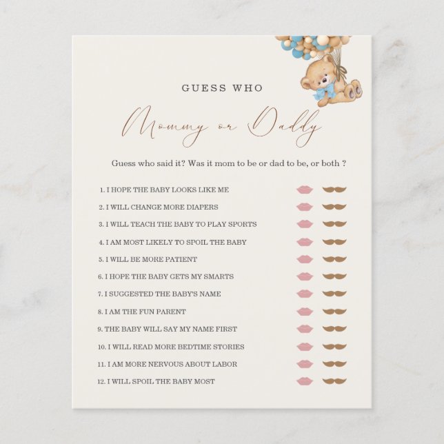 Teddy Bear Mommy oder Daddy Baby Shooting Game (Vorderseite)