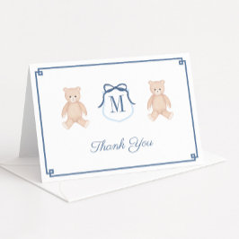 Teddy Bear Monogram Babydusche Dankeskarte
