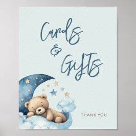 Teddy Bear Moon Babyduschkarten & Geschenke Poster