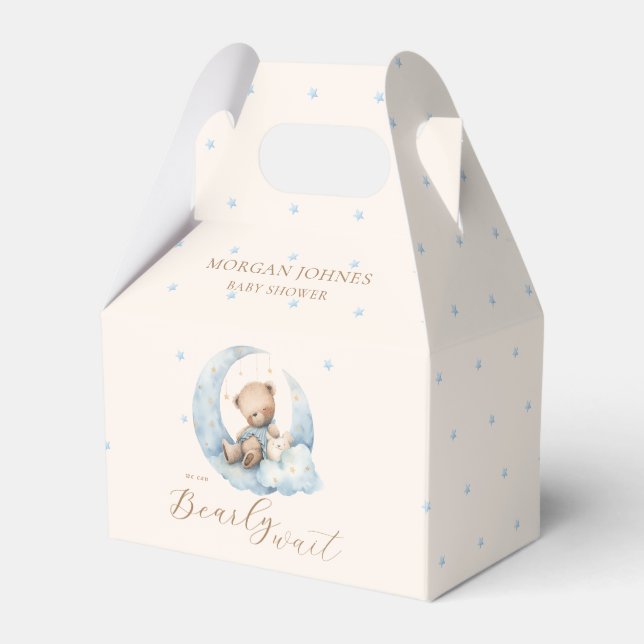 Teddy Bear Moon Bearly Wait Baby Dusche Geschenkschachtel (Vorderseite)