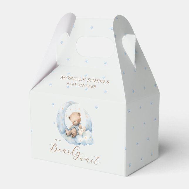 Teddy Bear Moon Bearly Wait Baby Dusche Geschenkschachtel (Vorderseite)