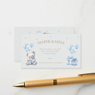 Teddy Bear Moon Diaper Raffle Ticket Begleitkarte