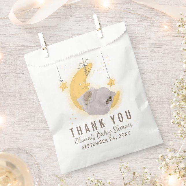 Teddy Bear Moon Neutral Baby Dusche Vielen Dank Geschenktütchen (Ausgeschnitten)