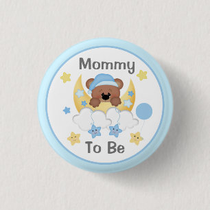 Teddy Bear Moon Stars Baby Boy Dusche Mama zu sein Button