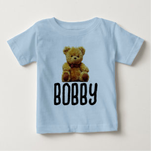 TEDDY BEAR & NAME BOYS TODDLER BABY T - SHIRT