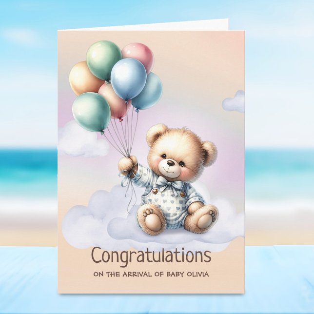 Teddy Bear New Baby Herzlichen Glückwunsch Karte (Von Creator hochgeladen)