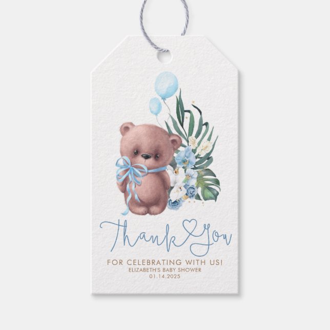 Teddy Bear Niedlich Boho Babydusche Vielen Dank Geschenkanhänger (Vorderseite)