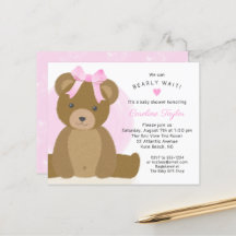 Teddy Bear Niedlich Pink Bow Baby Girl Dusche einl