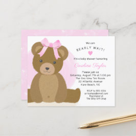 Teddy Bear Niedlich Pink Bow Baby Girl Dusche einl