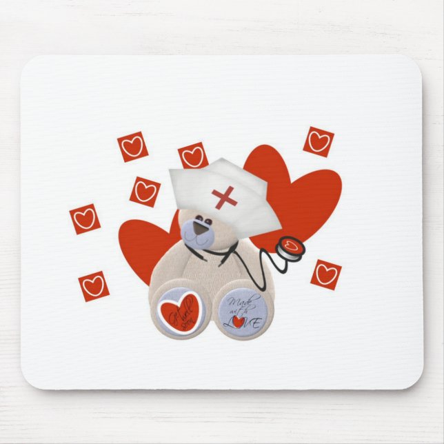 Teddy Bear Nurse Liebe Tshirts und Geschenke Mousepad (Vorne)