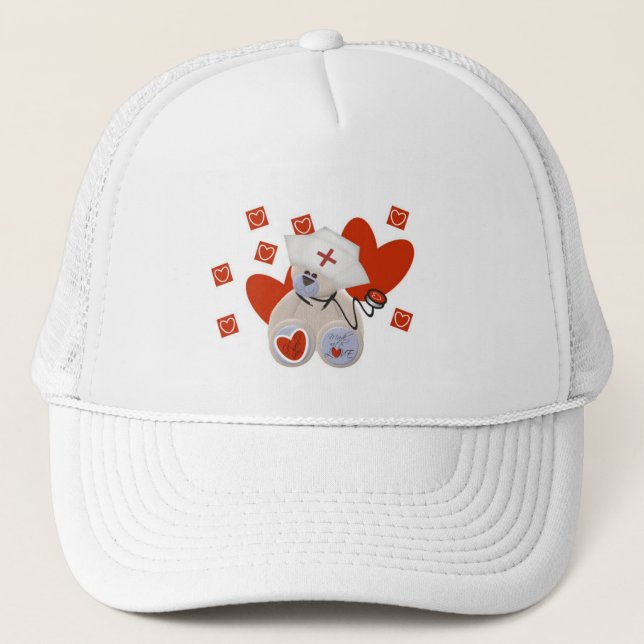 Teddy Bear Nurse Liebe Tshirts und Geschenke Truckerkappe (Vorderseite)
