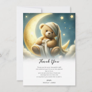 Teddy Bear on Moon Glow Stars Babydusche Einladung