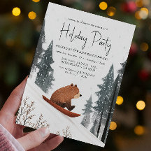 Teddy Bear on Snow Sled Holiday Party