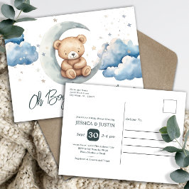 Teddy Bear Over the Moon Baby Shower Postkarte