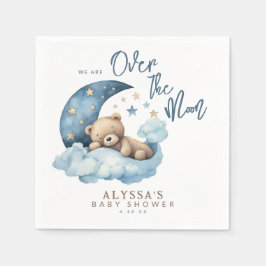 Teddy Bear Over the Moon Baby Shower Serviette