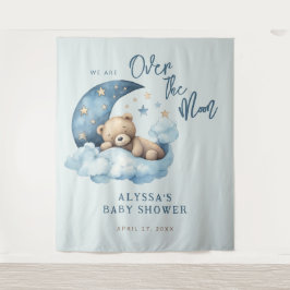 Teddy Bear Over the Moon Baby Shower Wandteppich