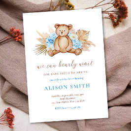 Teddy Bear Pampas Grass Bearly Wait Baby Dusche Einladung