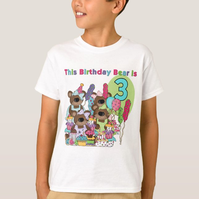 Teddy Bear Party 3e Anniversaire Tshirts et cadeau (Devant)