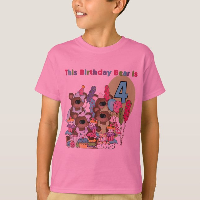 Teddy Bear Party 4. Geburtstag Tshirts und Geschen (Vorderseite)