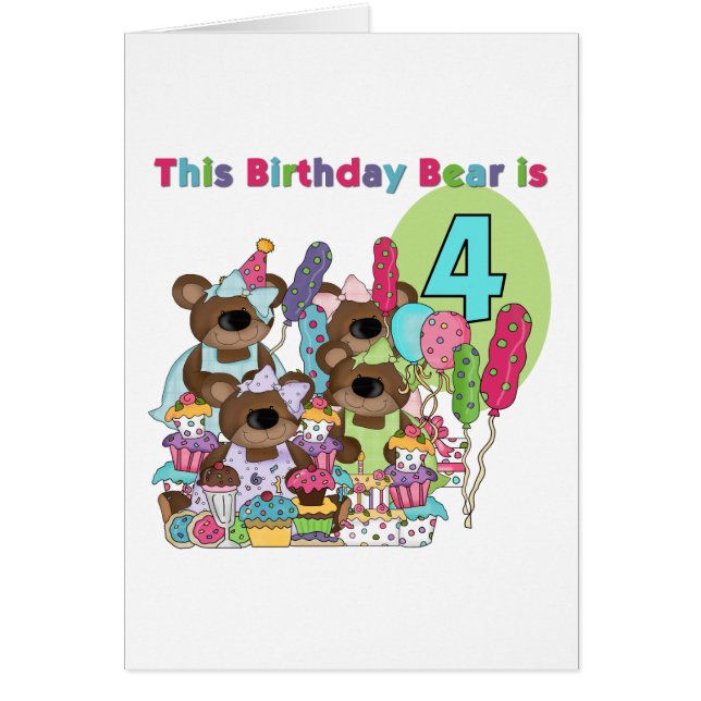 Teddy Bear Party 4. Geburtstag Tshirts und Geschen (Vorne)