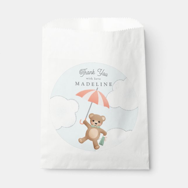 Teddy Bear Pastel Baby Dusche Geschenktütchen (Vorderseite)
