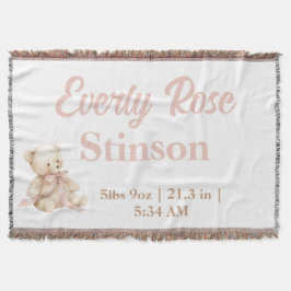 Teddy Bear Pastel Champagne Gold Baby Girl Decke