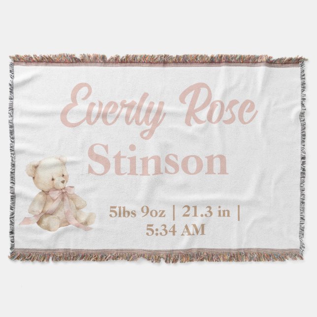 Teddy Bear Pastel Champagne  Gold Baby Girl  Decke (Vorderseite)