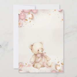 Teddy Bear Pastel Champagne Gold Baby Girl Einladung