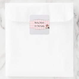Teddy Bear Peekaboo Geburtstag Quadratischer Aufkleber