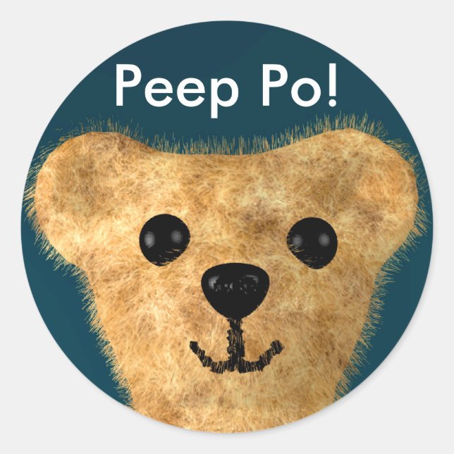 Teddy Bear (Peep po!) Runder Aufkleber (Vorderseite)
