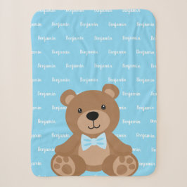 Teddy Bear Personalisiert Blue Name Boy Sherpadecke