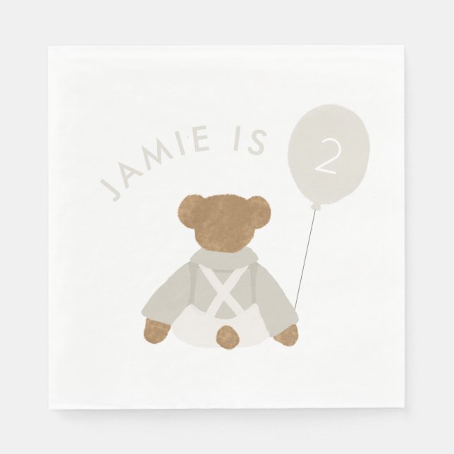Teddy Bear Picnic Baby Birthday Einladung Serviette (Vorderseite)