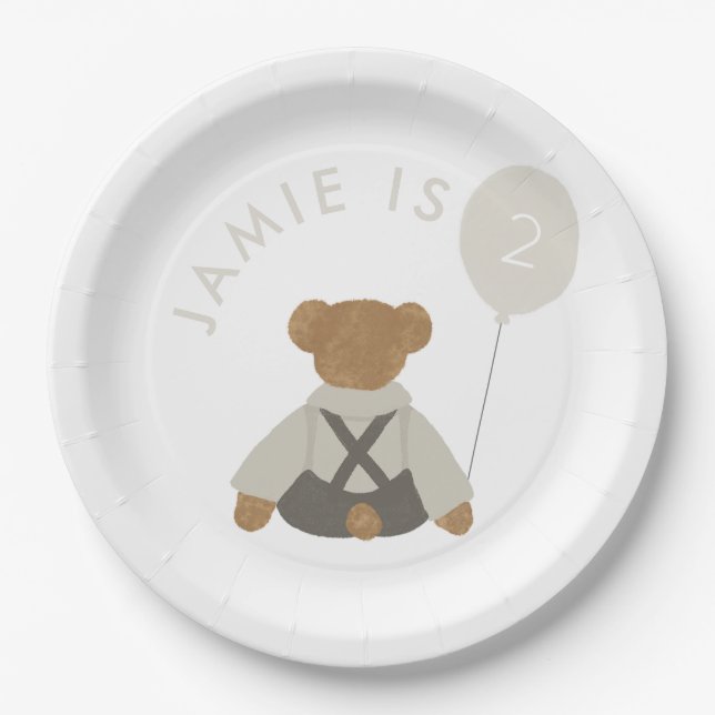 Teddy Bear Picnic Baby Birthday Pappteller (Vorderseite)