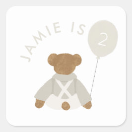 Teddy Bear Picnic Baby Birthday Quadratischer Aufkleber