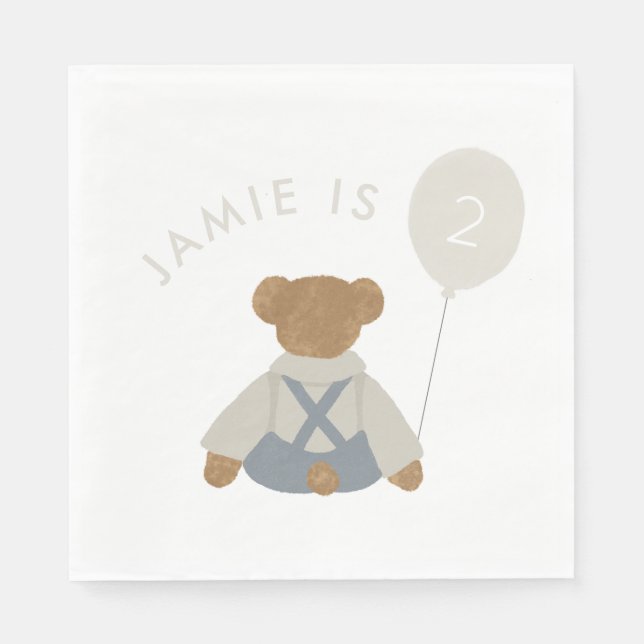 Teddy Bear Picnic Baby Birthday Serviette (Vorderseite)